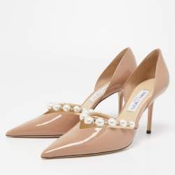 Pre Owned Jimmy Choo Beige Patent Leather Aurelie 85 Pumps Size 42