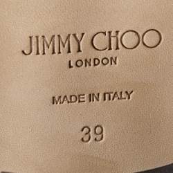 Pre Owned Jimmy Choo Beige/Black Python Embossed Leather Knee Length Boots Size 39