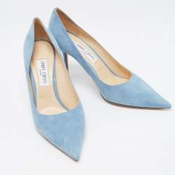 Pre Owned Jimmy Choo Blue Suede Love 85 Pumps Size 42
