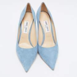 Pre Owned Jimmy Choo Blue Suede Love 85 Pumps Size 42