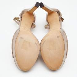 Pre Owned Jimmy Choo Metallic Leather Platform Ankle Strap Sandals Size 39