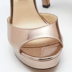 Pre Owned Jimmy Choo Metallic Leather Platform Ankle Strap Sandals Size 39