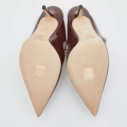 مملوكة مسبقًا Jimmy Choo Burgundy Patent Leather Bing Mules Size 39.5