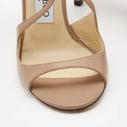 Jimmy Choo Beige Leather Lang Ankle Strap Sandals Size 36