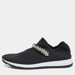 Pre Owned Jimmy Choo Black Fabric Vero Low Top Sneakers Size 40