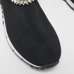 Pre Owned Jimmy Choo Black Fabric Vero Low Top Sneakers Size 40