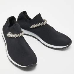 Pre Owned Jimmy Choo Black Fabric Vero Low Top Sneakers Size 40