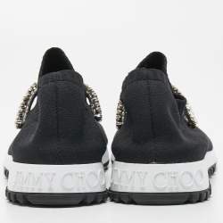 Pre Owned Jimmy Choo Black Fabric Vero Low Top Sneakers Size 40