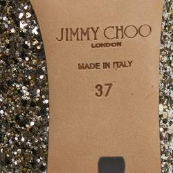 مملوكة مسبقًا Jimmy Choo Gold Coarse Glitter Romy Pointed Toe Pumps Size 37
