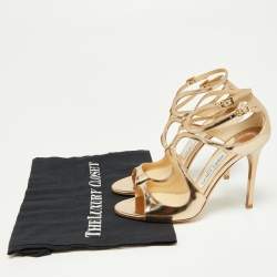 Pre Owned Jimmy Choo Metallic Leather Lang Sandals Size 37