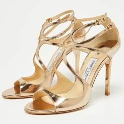 Pre Owned Jimmy Choo Metallic Leather Lang Sandals Size 37