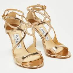 Pre Owned Jimmy Choo Metallic Leather Lang Sandals Size 37
