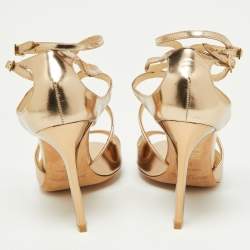 Pre Owned Jimmy Choo Metallic Leather Lang Sandals Size 37