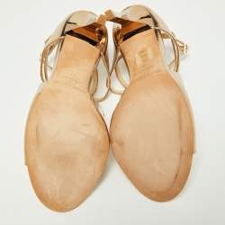 Pre Owned Jimmy Choo Metallic Leather Lang Sandals Size 37