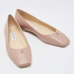 Pre Owned Jimmy Choo Dusty Pink Leather Gisela Ballet Flats Size 40