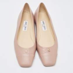 Pre Owned Jimmy Choo Dusty Pink Leather Gisela Ballet Flats Size 40