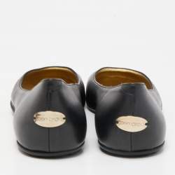 Pre Owned Jimmy Choo Black Leather Waine Ballet Flats Size 40