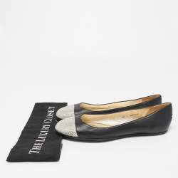 Pre Owned Jimmy Choo Black Leather Waine Ballet Flats Size 40