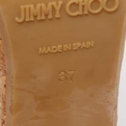 Pre Owned Jimmy Choo Cream/Black Water Sneaker Leather Naylor Wedge Sandals Size 37