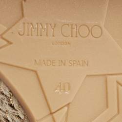 مملوكة مسبقًا Jimmy Choo Beige Leather Studded Wedge Espadrille Ankle Strap Sandals Size 40