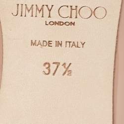 مملوكة مسبقًا Jimmy Choo Beige Patent Leather Bing Crystal Embellished Pointed Toe Mules Size 37.5