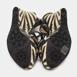 مملوكة مسبقًا Jimmy Choo Black Snakeskin Platform Wedge Sandals Size 38