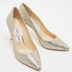 Pre Owned Jimmy Choo Silver Glitter Romy Pointed Toe Pumps Size 36.5