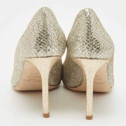 Pre Owned Jimmy Choo Silver Glitter Romy Pointed Toe Pumps Size 36.5