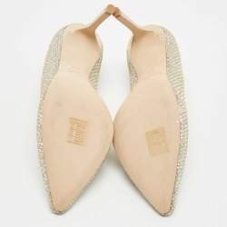 Pre Owned Jimmy Choo Silver Glitter Romy Pointed Toe Pumps Size 36.5