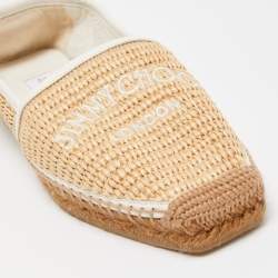 Pre Owned Jimmy Choo Beige Raffia Brie Espadrille Flats Size 38.5