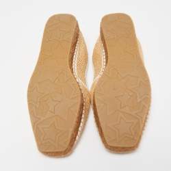 Pre Owned Jimmy Choo Beige Raffia Brie Espadrille Flats Size 38.5