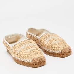Pre Owned Jimmy Choo Beige Raffia Brie Espadrille Flats Size 38.5