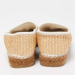 Pre Owned Jimmy Choo Beige Raffia Brie Espadrille Flats Size 38.5