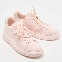 Pre Owned Jimmy Choo Pink Fabric Diamond Low Top Sneakers Size 37