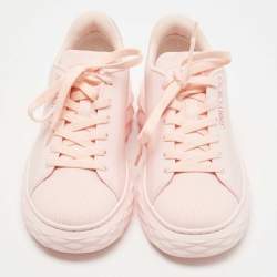 Pre Owned Jimmy Choo Pink Fabric Diamond Low Top Sneakers Size 37