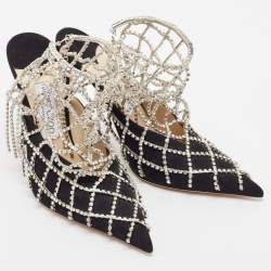 Pre Owned Jimmy Choo Black Suede Crystal Embellished Scotty Pumps Size 39