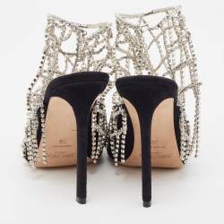 Pre Owned Jimmy Choo Black Suede Crystal Embellished Scotty Pumps Size 39
