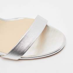 Pre Owned Jimmy Choo Silver Leather Crystal Embellished Chandelier Sandals Size 40