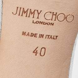 Pre Owned Jimmy Choo Silver Leather Crystal Embellished Chandelier Sandals Size 40