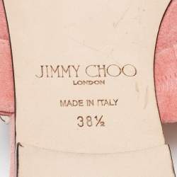 مملوكة مسبقًا Jimmy Choo Pink Suede Crystal Embellishments Mary Jane Flat Mules Size 38.5