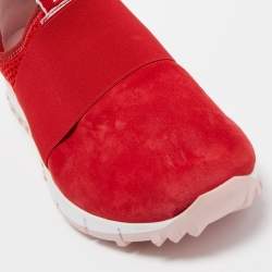 Pre Owned Jimmy Choo Red Suede and Mesh Oakland Sneakers Size 40