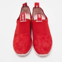Pre Owned Jimmy Choo Red Suede and Mesh Oakland Sneakers Size 40