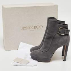 Pre Owned Jimmy Choo Grey Suede Britney Ankle Boots Size 39.5