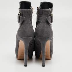 Pre Owned Jimmy Choo Grey Suede Britney Ankle Boots Size 39.5
