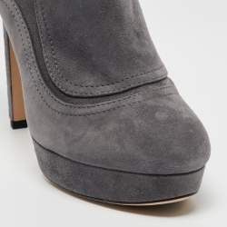 Pre Owned Jimmy Choo Grey Suede Britney Ankle Boots Size 39.5