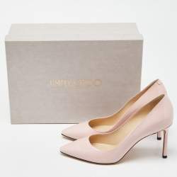 Pre Owned Jimmy Choo Pink Patent Leather Romy Pumps Size 37.5