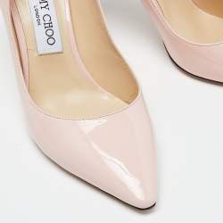 Pre Owned Jimmy Choo Pink Patent Leather Romy Pumps Size 37.5
