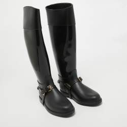 Pre Owned Jimmy Choo Black Rubber Rain Boots Size 36