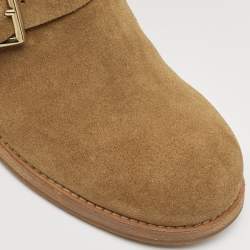 Pre Owned Jimmy Choo Brown Suede Yearn Buckle Over the Knee Boots Size 36