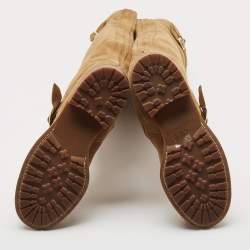 Pre Owned Jimmy Choo Brown Suede Yearn Buckle Over the Knee Boots Size 36